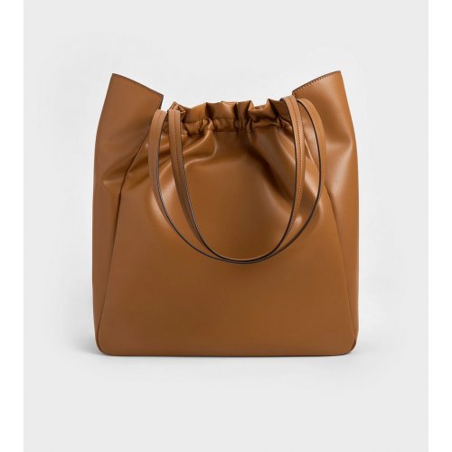  Brigette Ruched Tote Bag - Brown 