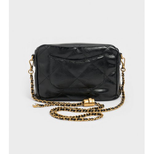  Apfra Quilted Crossbody Bag - Black 