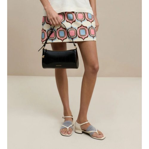  Augustine Eel-Effect Sculptural-Detail Shoulder Bag - Black 