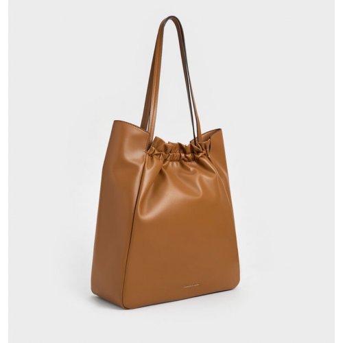  Brigette Ruched Tote Bag - Brown 