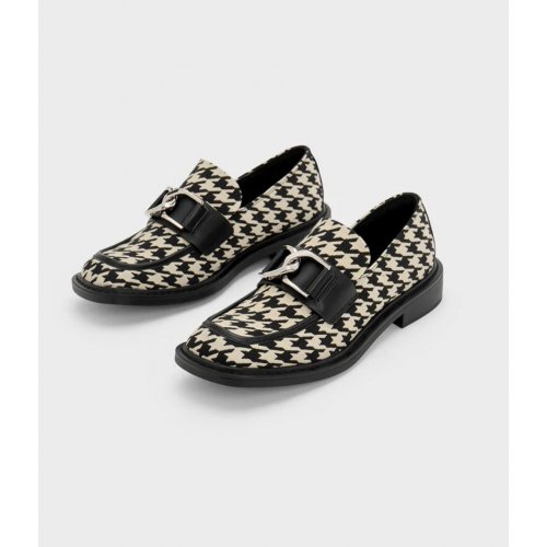  Gabine Leather Houndstooth Loafers - Multi 