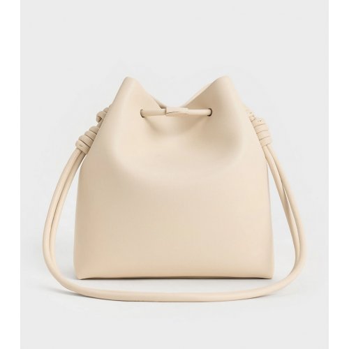  Leia Knotted Bucket Bag - Beige 