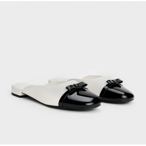  Bow Cap-Toe Mules - White 