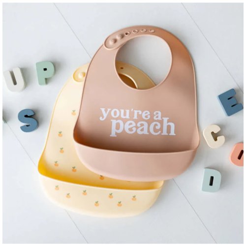 Pearhead Silicone Bib - You're a Peach - 2-Pack