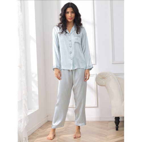  Pure Silk Button Up Women's Pajamas
