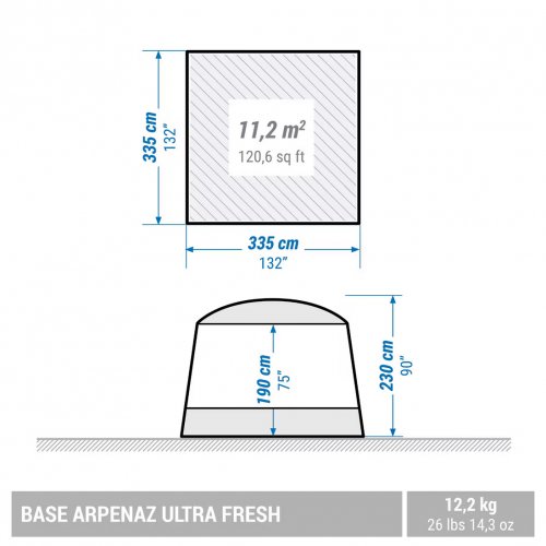 Camping Living Room with poles - Base Arpenaz ULTRAFRESH - 10 Person