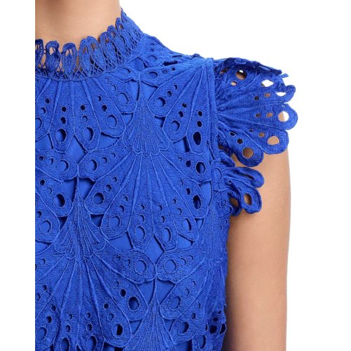 AQUA Mock Neck Lace Shift Dress - Exclusive