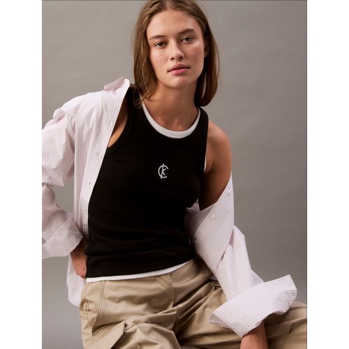  Ribbed Cotton Logo Tank Top