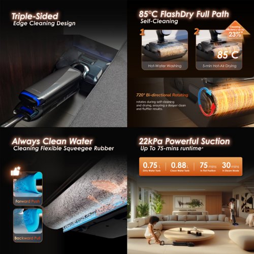 Tineco Floor One S9 Artist Steam Lay-flat Wet Dry Vacuum Cleaner