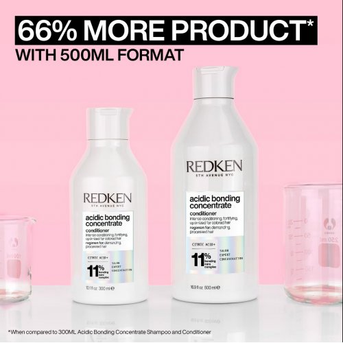 Redken Acidic Bonding Concentrate Shampoo and Conditioner 500ml with Shampoo 75ml, Conditioner 50ml and Leave-In Treatment 30ml 