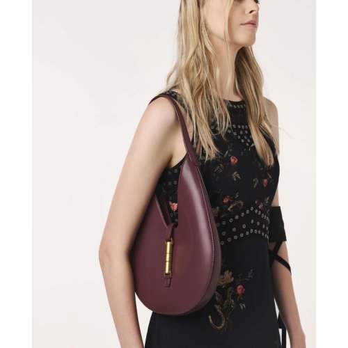  Cesia Metallic-Accent Hobo Bag - Wineberry Red 
