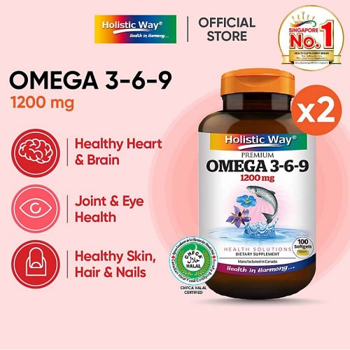 [Bundle of 2] Holistic Way Premium Fish Oil Omega 3-6-9 1200mg - Halal (100s)