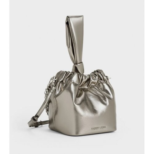  Caia Metallic Knotted Dumpling Bag - Pewter 