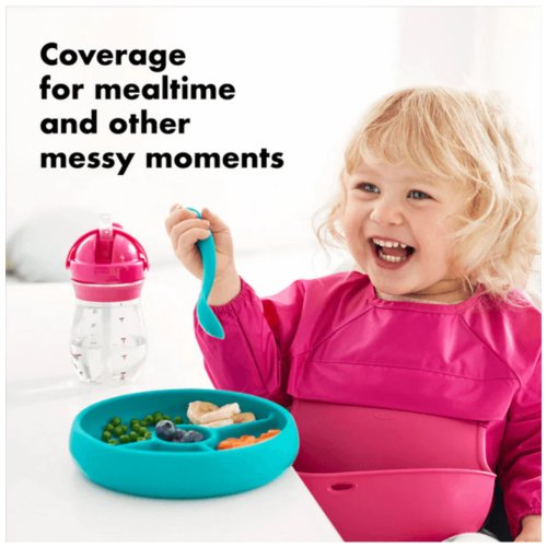 OXO Tot Sleeved Roll-Up Bib - Pink