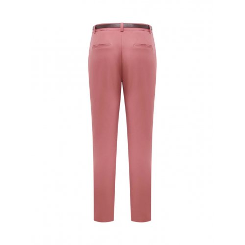 Stretchable Double Weave Skinny Cropped Pants with Belt