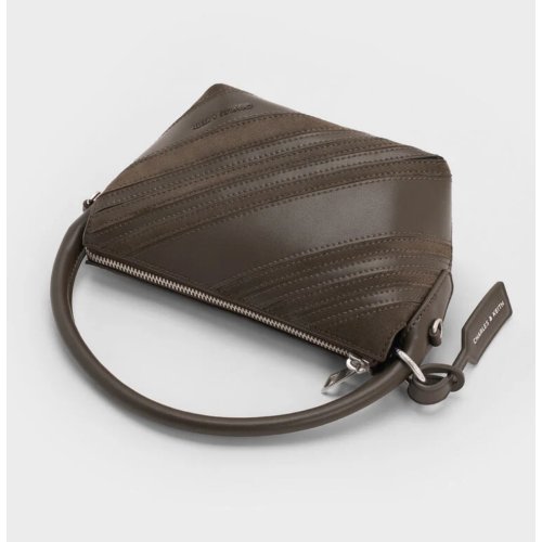  Zeya Recycled Suede Top Handle Bag - Dark Moss 