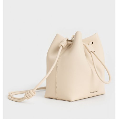  Leia Knotted Bucket Bag - Beige 