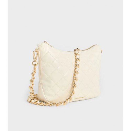  Duo Quilted Slouchy Hobo Bag - Cream 