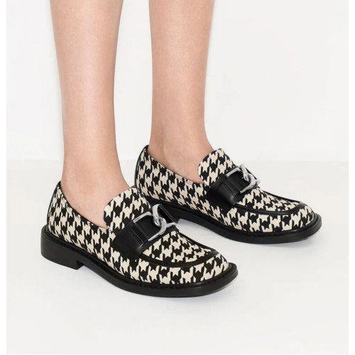  Gabine Leather Houndstooth Loafers - Multi 
