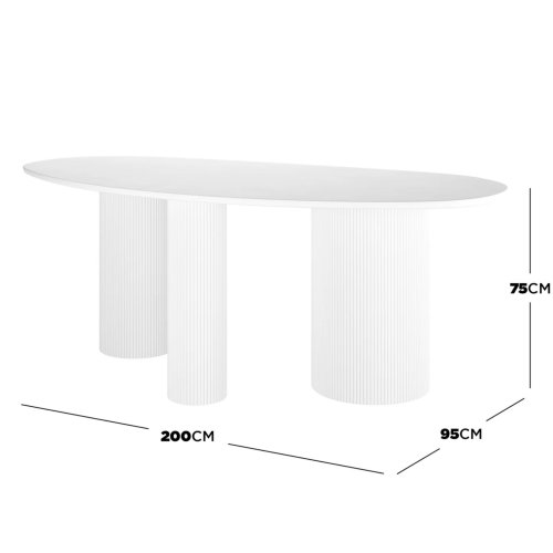 Belmar 200cm Curved Outdoor Concrete Dining Table in White
