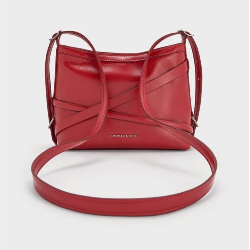 Bryna Buckled-Strap Crossbody Bag - Equestrian Red