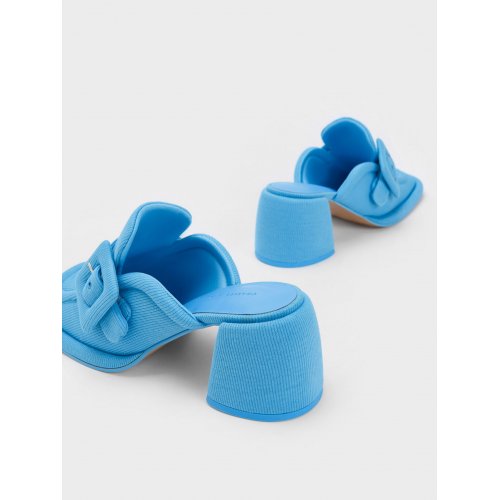  Sinead Woven Buckled Loafer Mules - Blue 