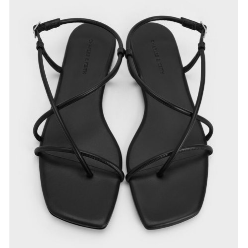 Strappy Crossover Slingback Sandals - Black