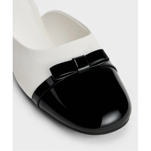  Bow Cap-Toe Mules - White 