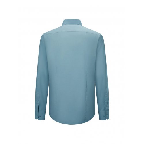 Cool Touch Stretch Poplin Shirt in Smart Fit with Chest Pocket - Tranquil Waters Pure White