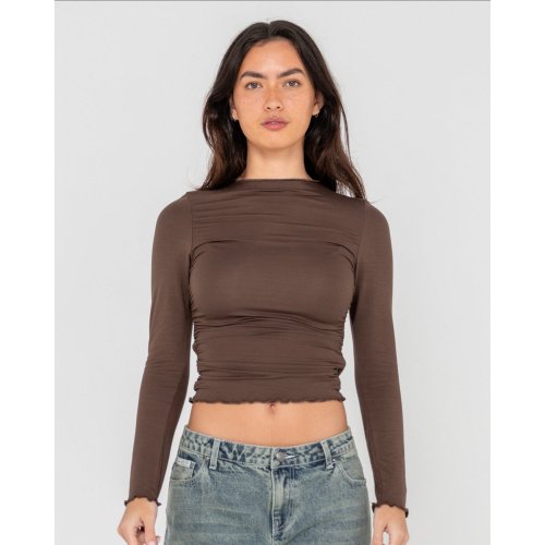 Plain Jane Ruched Long Sleeve Top