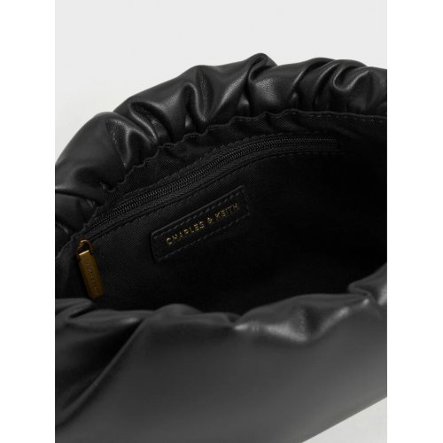  Brigette Ruched Chain-Handle Clutch - Black 