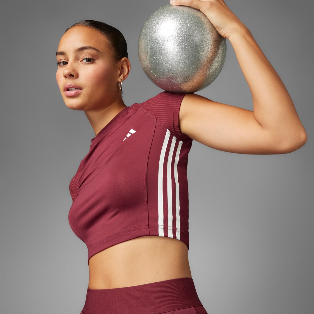 adidas Hyperglam Rib Tee Training L Women Shadow Red