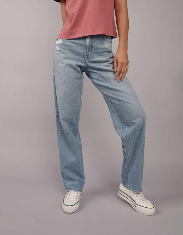 AE Strigid Super High-Waisted Baggy Straight Jean - Springs, 4 