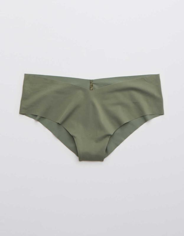 SMOOTHEZ No Show Cheeky Underwear - Olive Fun, L 