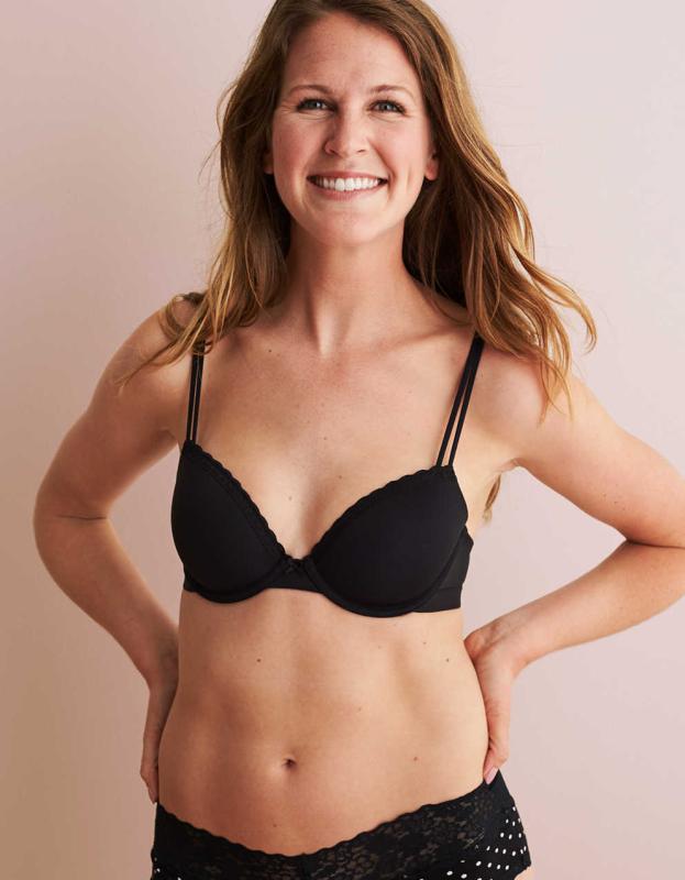 Aerie Real Happy Demi Lightly Lined Bra - True Black, 36D 
