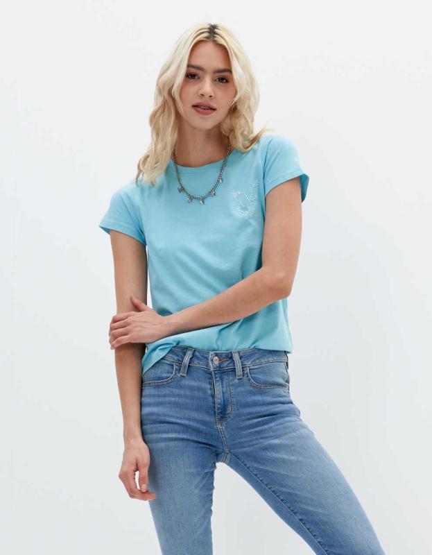 AE Slim Graphic Tee - Turquoise, XS 