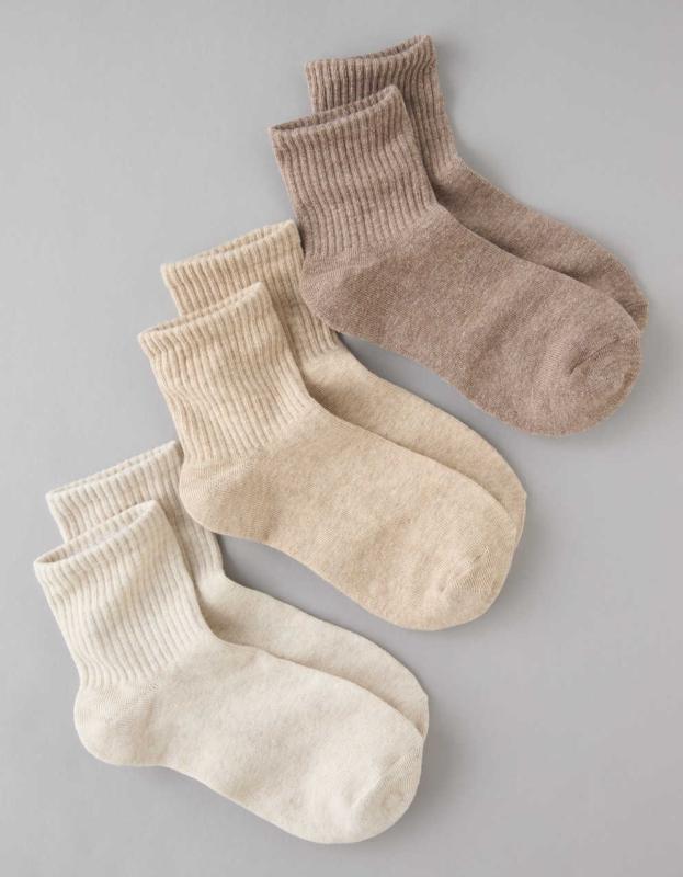 AE Boyfriend Socks 3-Pack - Brown, One Size 