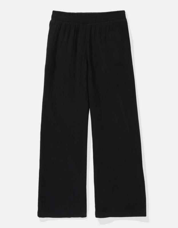 Aerie High Waisted Pool-To-Party Pant - True Black, L 