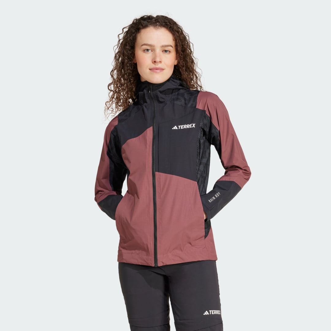adidas TERREX Xperior Hybrid RAIN.RDY Jacket Hiking,Outdoor A/XL Women Burgundy / Black