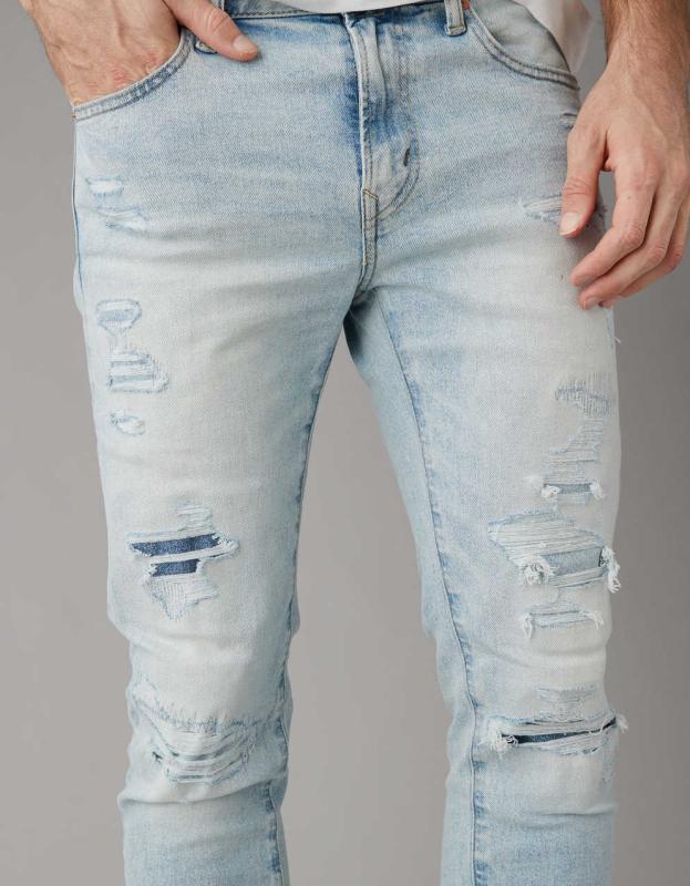 AE AirFlex+ Ultrasoft Patched Athletic Skinny Jean - Crushed Ice, 34W x 30L 