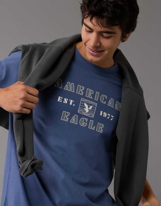 AE Logo Graphic T-Shirt - Dark Blue, L 