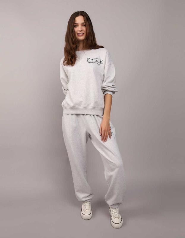 AE Logo Graphic Sweatshirt - Heather Gray, XXS 