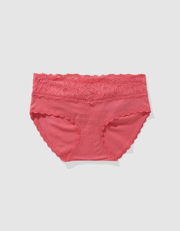 Superchill Cotton Eyelash Lace Boybrief Underwear - Haute Coral, L 