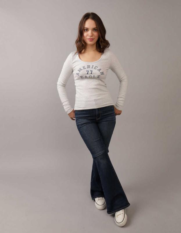 AE Next Level Super High-Waisted Flare Jean - Dark Wash, 4 