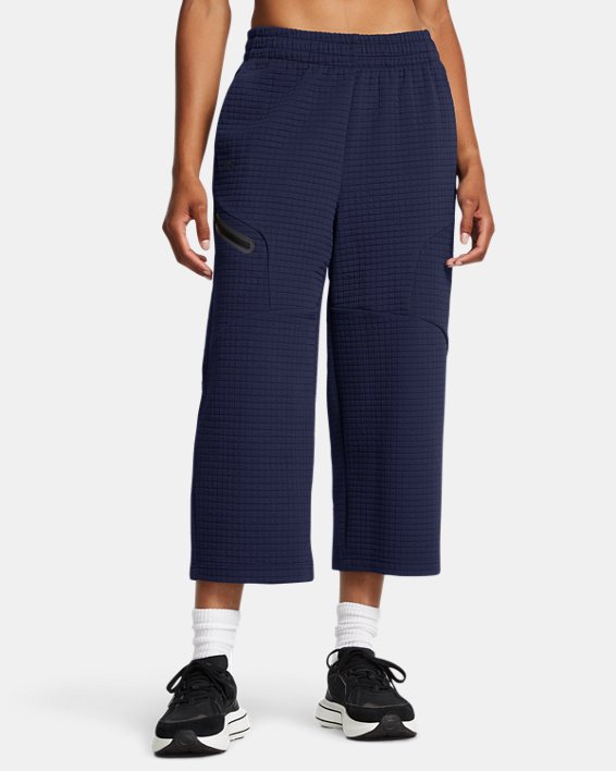 UA Unstoppable Fleece Grid Women's Wide Leg Crop Pants