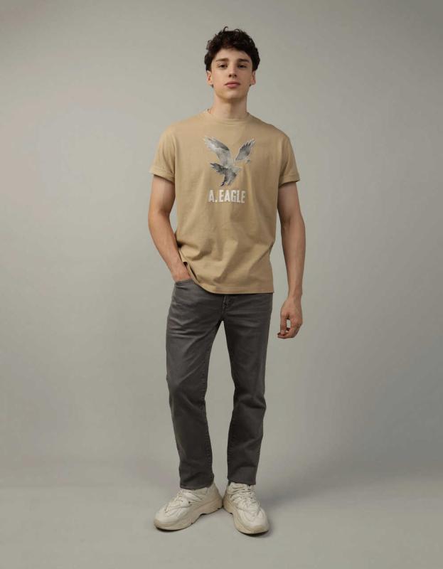 AE Elevated Logo Graphic T-Shirt - Khaki, XS 