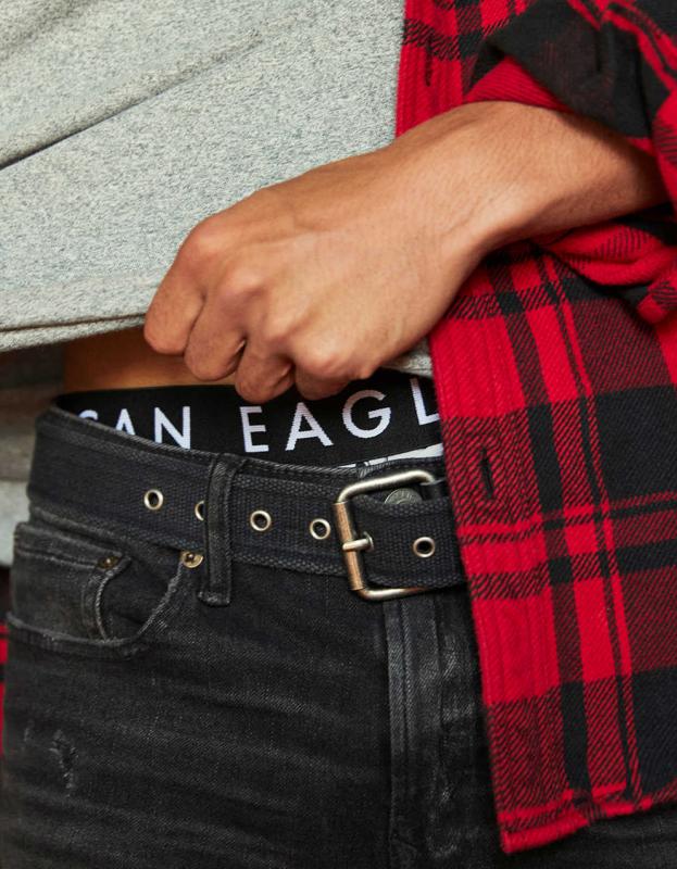 AEO Raw Edge Leather Belt - Black, 34 