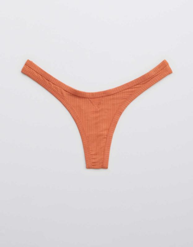 Superchill Modal Rib Thong Underwear - Rusty Peach, XS 