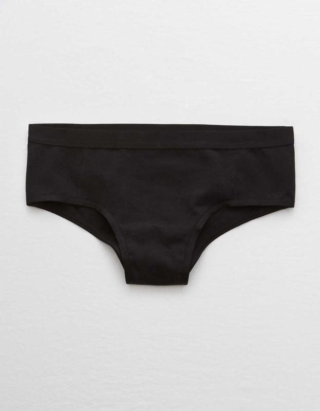 Aerie Cotton Elastic Cheeky Underwear - True Black, S 
