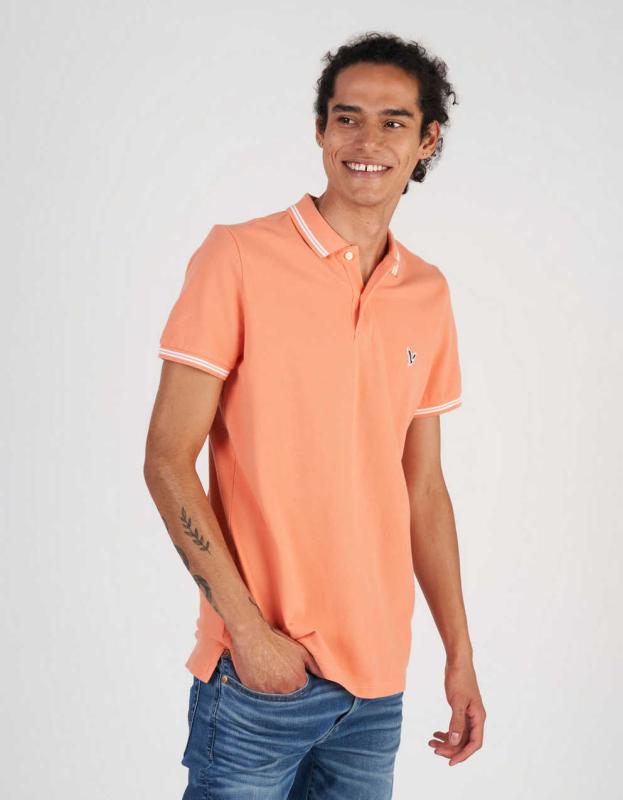 AE Slim Fit Tipped Flex Pique Polo Shirt - Orange, L 